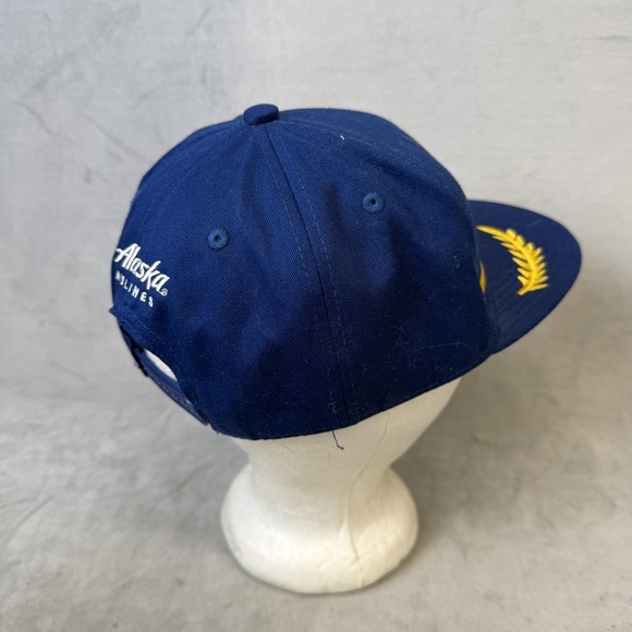 Alaska Airlines Hat Cap Snap Back Blue Gold Pilot Captain Embroidered Mens - Picture 5 of 10